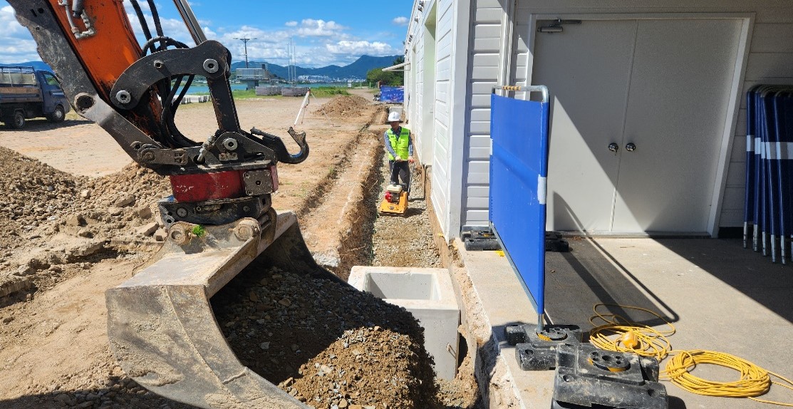 콘크리트 배수로관 설치(혼합골재 포설,다짐)